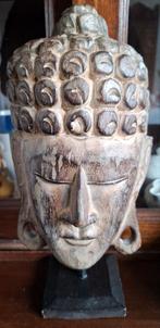 Boeddha hoofd op standaard - houtsnijwerk, Ophalen of Verzenden, Gebruikt