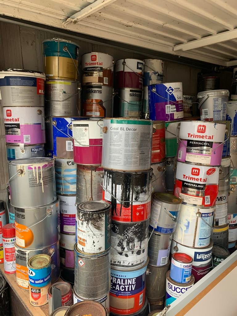 50 Verfblikken - Restanten Beste Verf - Diverse Kleuren, Ophalen of Verzenden, Gebruikt