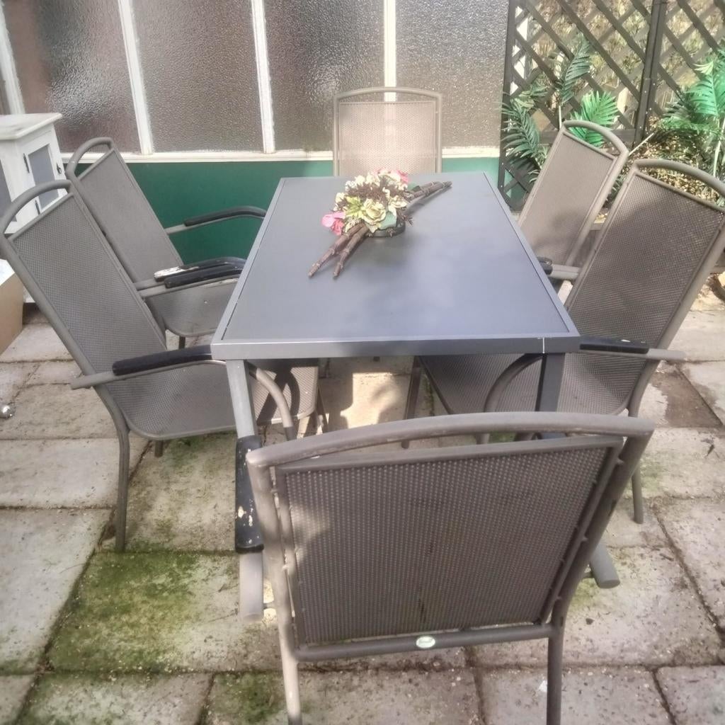 Tuinset 6 persoons, Tuin en Terras, Tuinsets en Loungesets, Ophalen, Gebruikt, Eettafel, 6 zitplaatsen