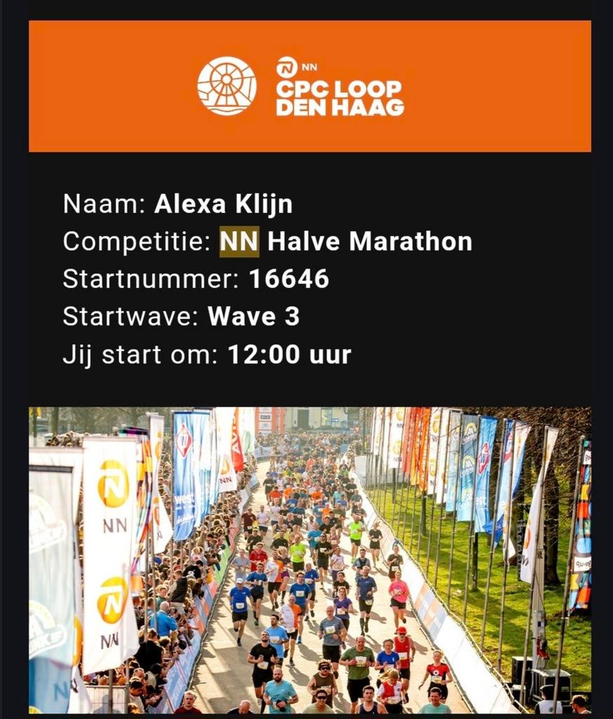 Startbewijs NN CPC Loop Den Haag, Tickets en Kaartjes, Evenementen en Festivals