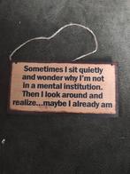 Houten bord met tekst 20 x 10 cm, Huis en Inrichting, Ophalen of Verzenden, Gebruikt