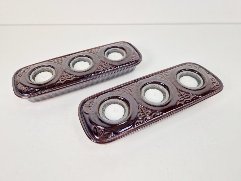 Set 2 Vintage waxinelichthouder keramiek bay W. Germany, Overige materialen, N, Ophalen of Verzenden, Zo goed als nieuw