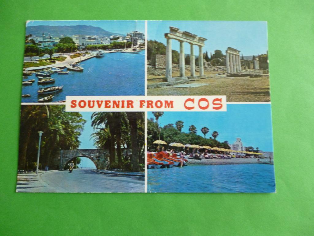 ansichtkaart Souvenir from Cos Griekenland, Ophalen of Verzenden, 1980 tot heden, Gelopen, Overig Europa