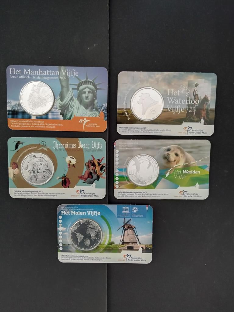 5 x 5 euro coincards, Ophalen of Verzenden, Koningin Beatrix, Euro's