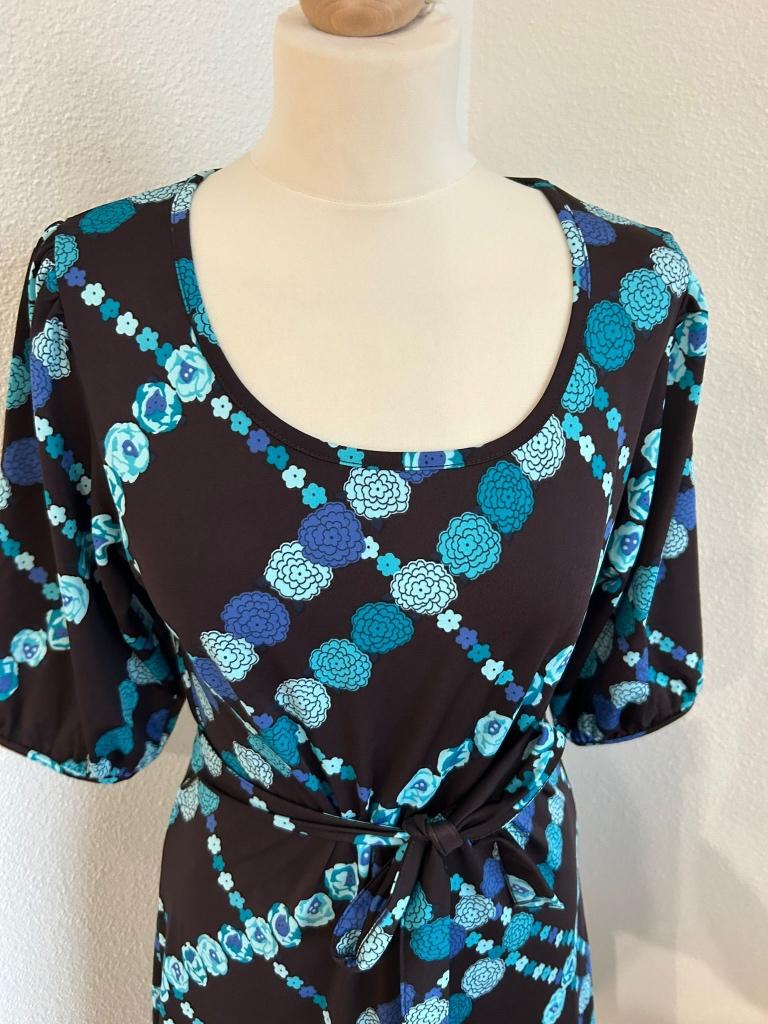 King Louie maat M retro blauw bruine jurk 509, Kleding | Dames, Jurken, Maat 38/40 (M), Blauw, Ophalen of Verzenden, Zo goed als nieuw