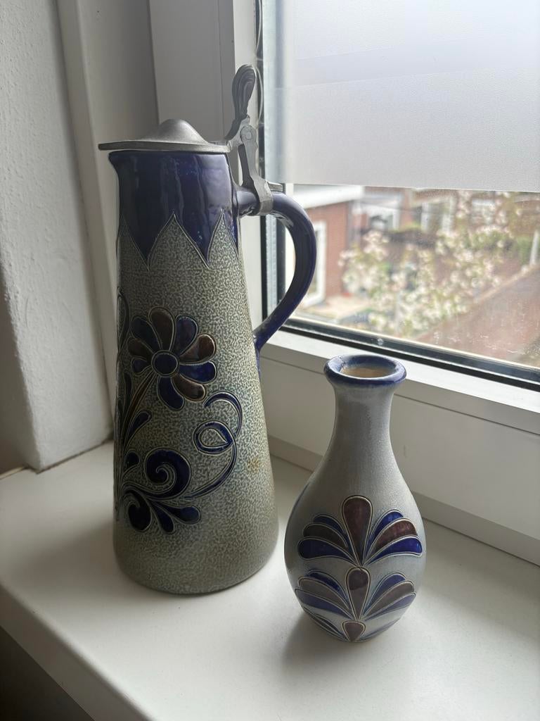 Muller Duitse vintage aardewerk bierpull en vaasje, Antiek en Kunst, Antiek | Keramiek en Aardewerk, Ophalen of Verzenden
