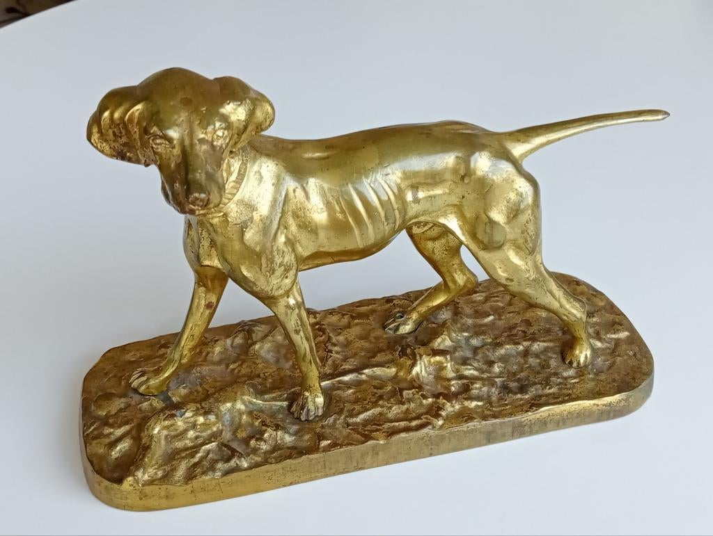 Koperen beeld van een hond (niet gesigneerd), Antiek en Kunst, Antiek | Koper en Brons, Ophalen, Koper