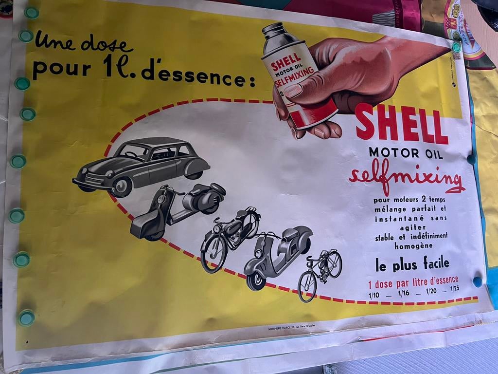 Vintage affiche shell, Ophalen, Zo goed als nieuw, Reclamebord