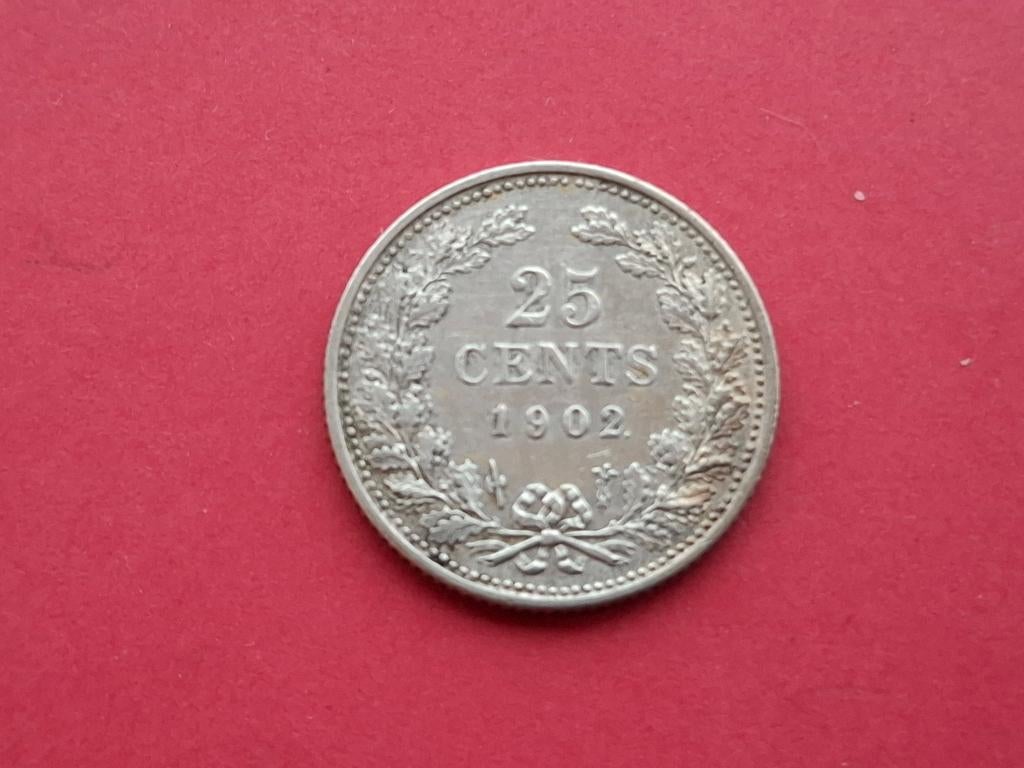 25 cent 1902, Postzegels en Munten, Munten | Nederland, Zilver, 25 cent, Ophalen of Verzenden, Koningin Wilhelmina