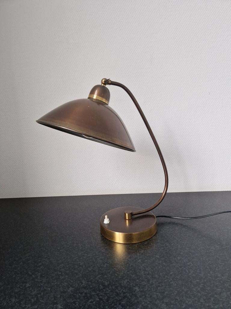 Vintage koper / messing art deco Bauhaus tafellamp, Ophalen of Verzenden, Zo goed als nieuw, Minder dan 50 cm