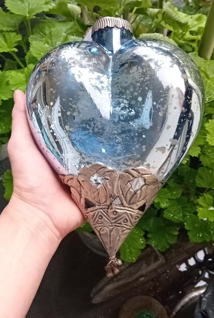 hartvormig licht blauw kerts ornament, Ophalen of Verzenden