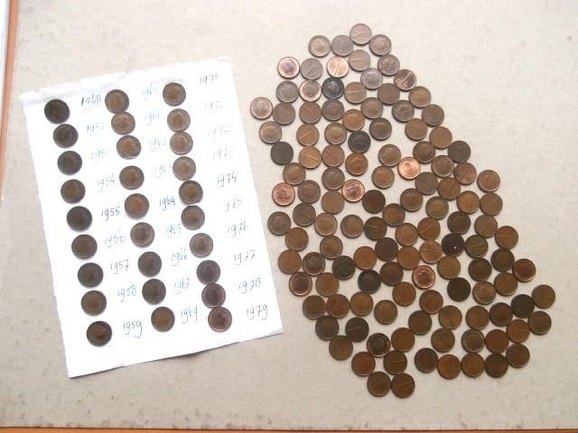 Munten Nederland 1 Cent 1948 t/m 1979, Verzenden, Koningin Wilhelmina, 1 cent, Setje