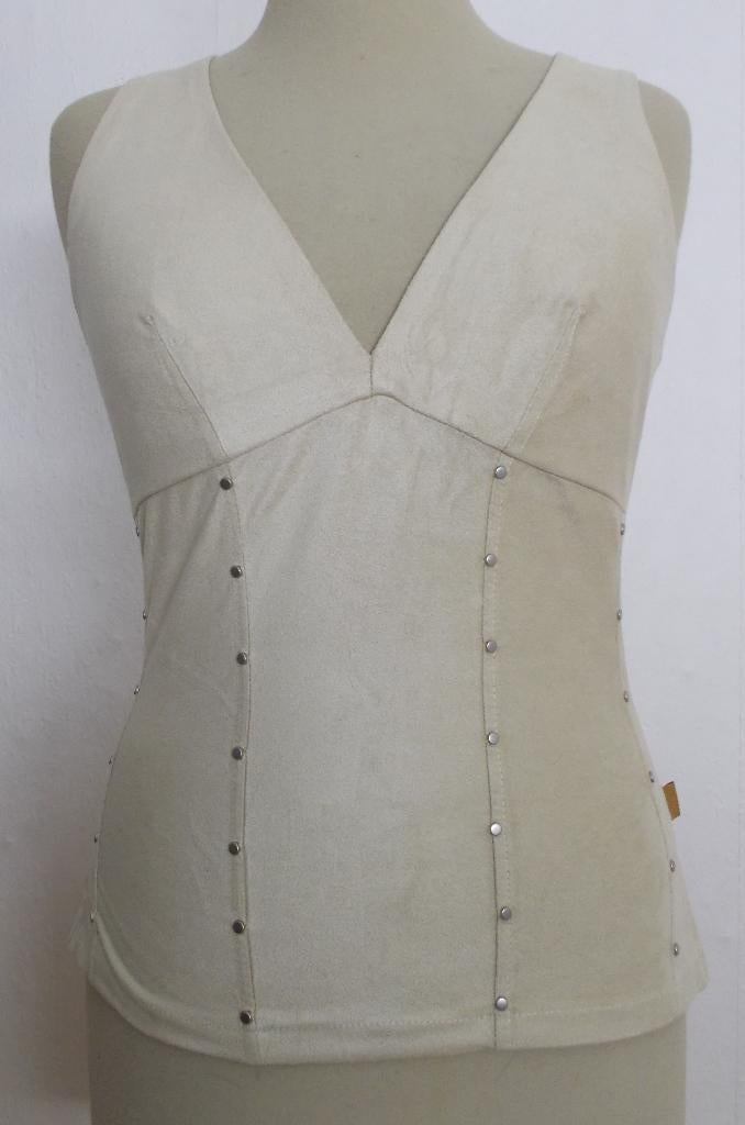 Stoere Ibiza/festival nep suede beige top van Tucci! S, Verzenden, Beige, Zo goed als nieuw, Maat 36 (S)