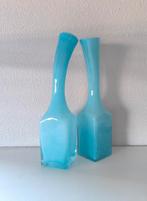 2 x aqua blauwe siervaas, Huis en Inrichting, Woonaccessoires | Vazen, Ophalen, Overige kleuren, Minder dan 50 cm, Glas