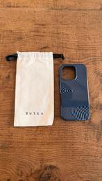 Burga iPhone 16 Pro Hoesje - Zwart/Blauw Golfpatroon, Kunststof, Zwart, Nieuw, Hoesje of Tasje