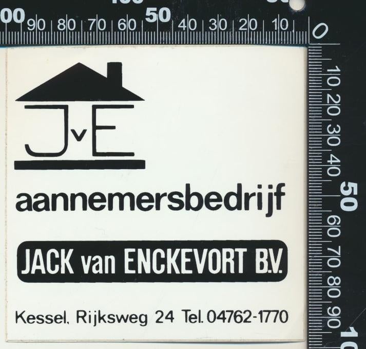 Sticker: Aannemersbedrijf Jack van Enckevort - Kessel, Ophalen of Verzenden, Zo goed als nieuw, Bedrijf of Vereniging