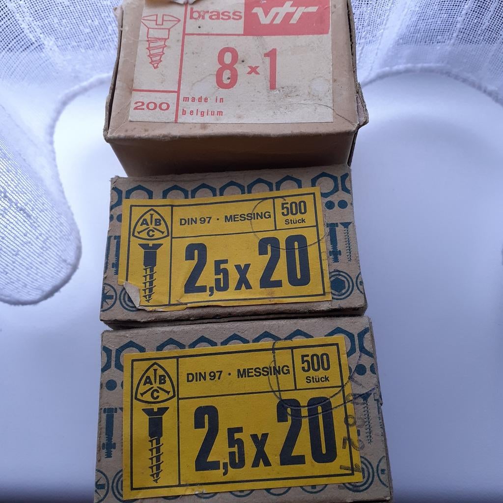 Messing houtschroeven koperen lenskop platkop bolkop, Ophalen of Verzenden