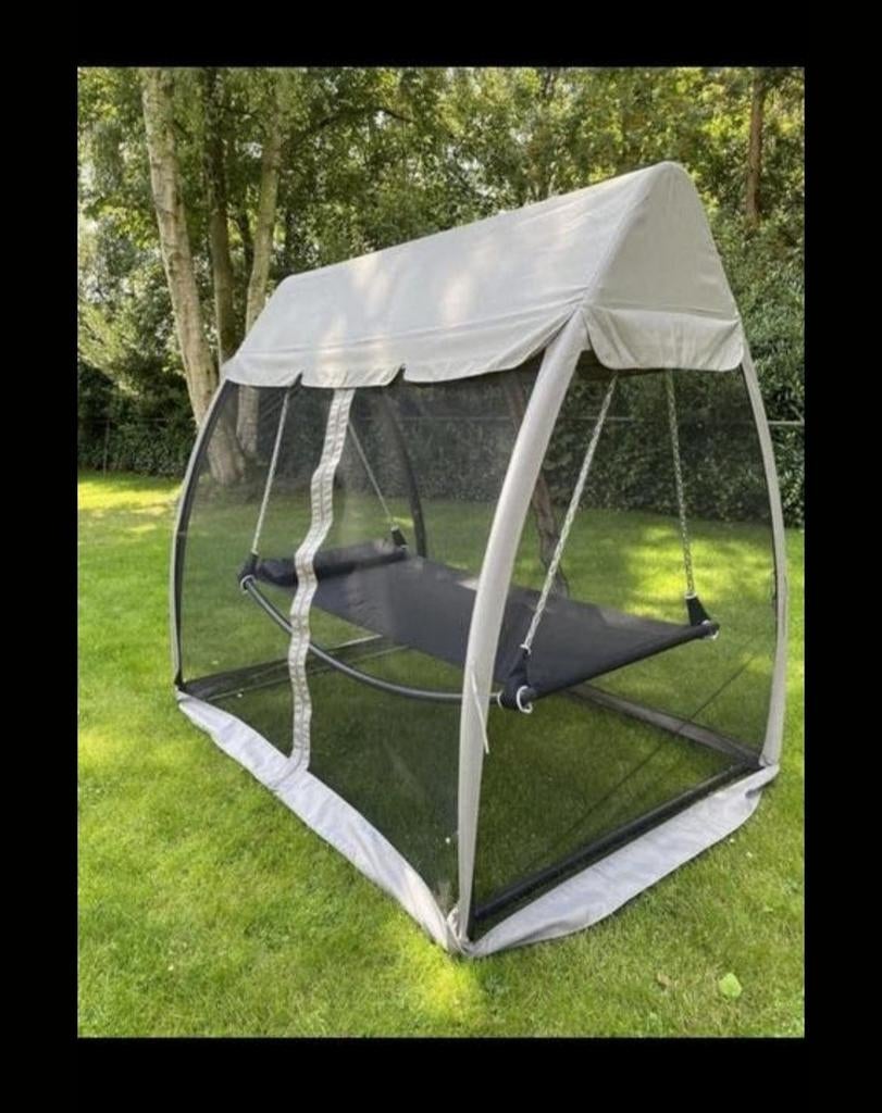 XL Hangmat inclusief Klamboe Antraciet (nieuw), Tuin en Terras, Nieuw, Ophalen of Verzenden, Met standaard, Eenpersoons
