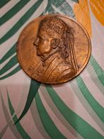 Oude bronzen medaille Koningin Wilhelmina, Postzegels en Munten, Penningen en Medailles, Ophalen, Brons, Nederland
