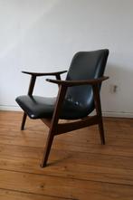Vintage Louis van Teeffelen Fauteuil Zwart Skai Leer, Minder dan 75 cm, Vintage, Zo goed als nieuw, 50 tot 75 cm