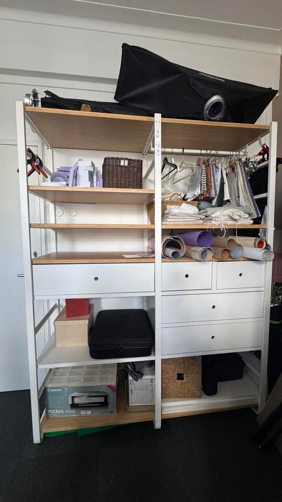 Elvarli kast met planken, lades en hangruimte, Gebruikt, 100 tot 150 cm, 200 cm of meer, Ophalen of Verzenden