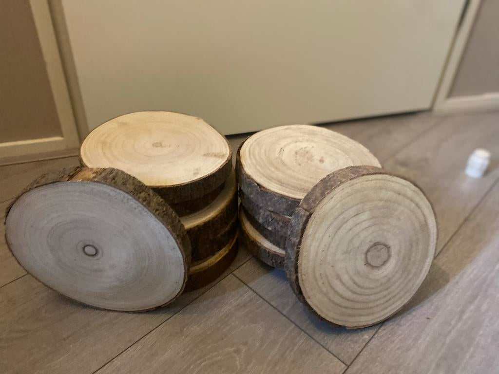 Boomstam schijven voor decoratie, Ophalen, Zo goed als nieuw