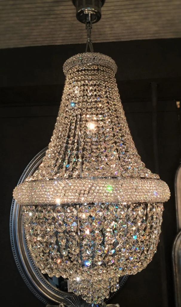 Kristallen zakkroon echt kristal 50 cm incl bezorgen...., Huis en Inrichting, Lampen | Kroonluchters, Nieuw, Ophalen of Verzenden