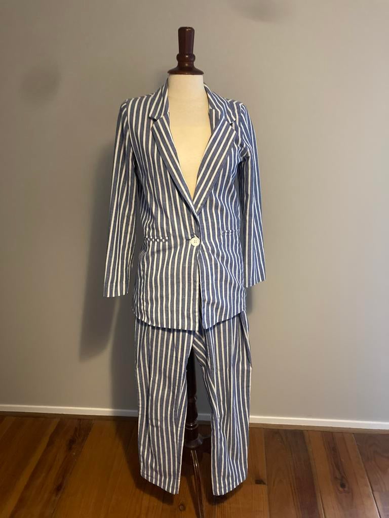 Linnen pak blauw/wit gestreept My Jewellery maat S, Ophalen of Verzenden, Zo goed als nieuw, Maat 36 (S), Blauw