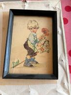 Ilse Wende Lungers Hausen prent jongen klaproos lijst hout, Antiek en Kunst, Curiosa en Brocante, Ophalen of Verzenden