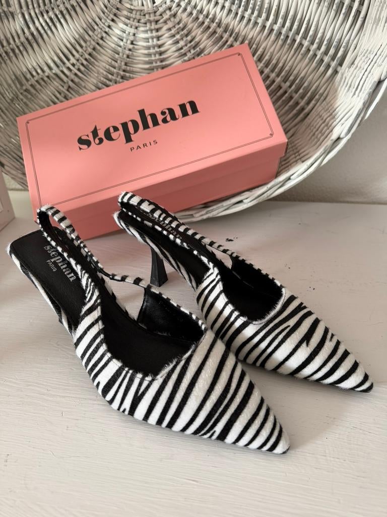 NIEUW > Zwart-Witte Zebraprint Pumps / maat 40, Stephan, Pumps, Verzenden, Zwart