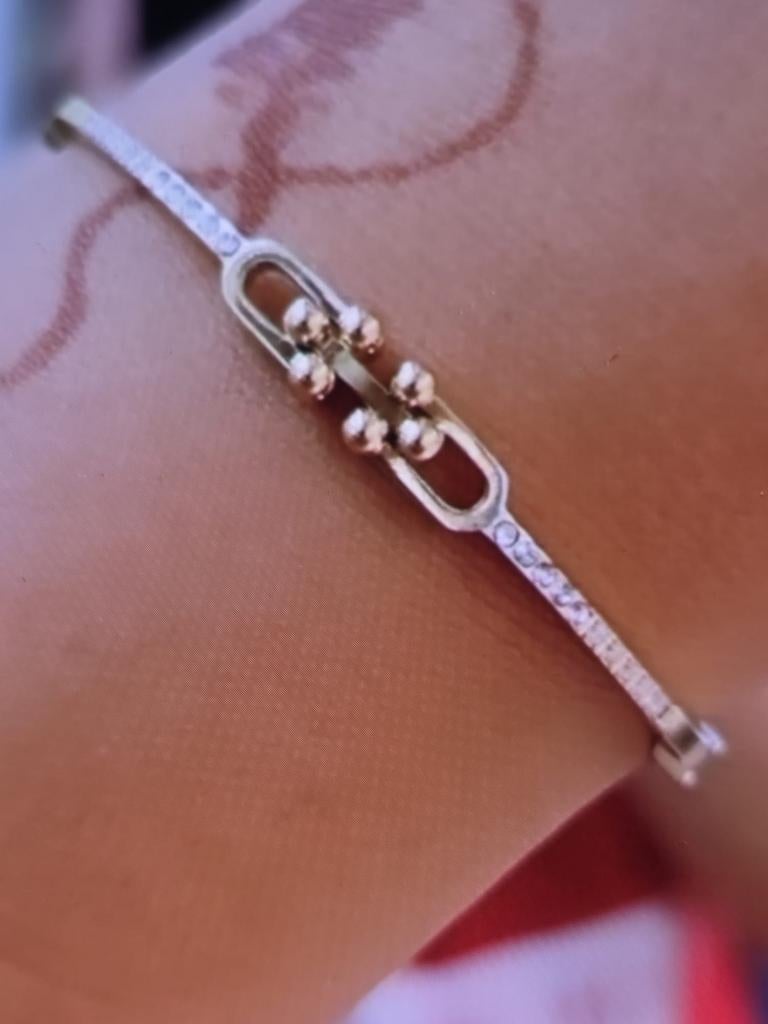Elegante Gouden kleur Armband met Diamanten, Met kristal, Staal, Nieuw, Ophalen of Verzenden