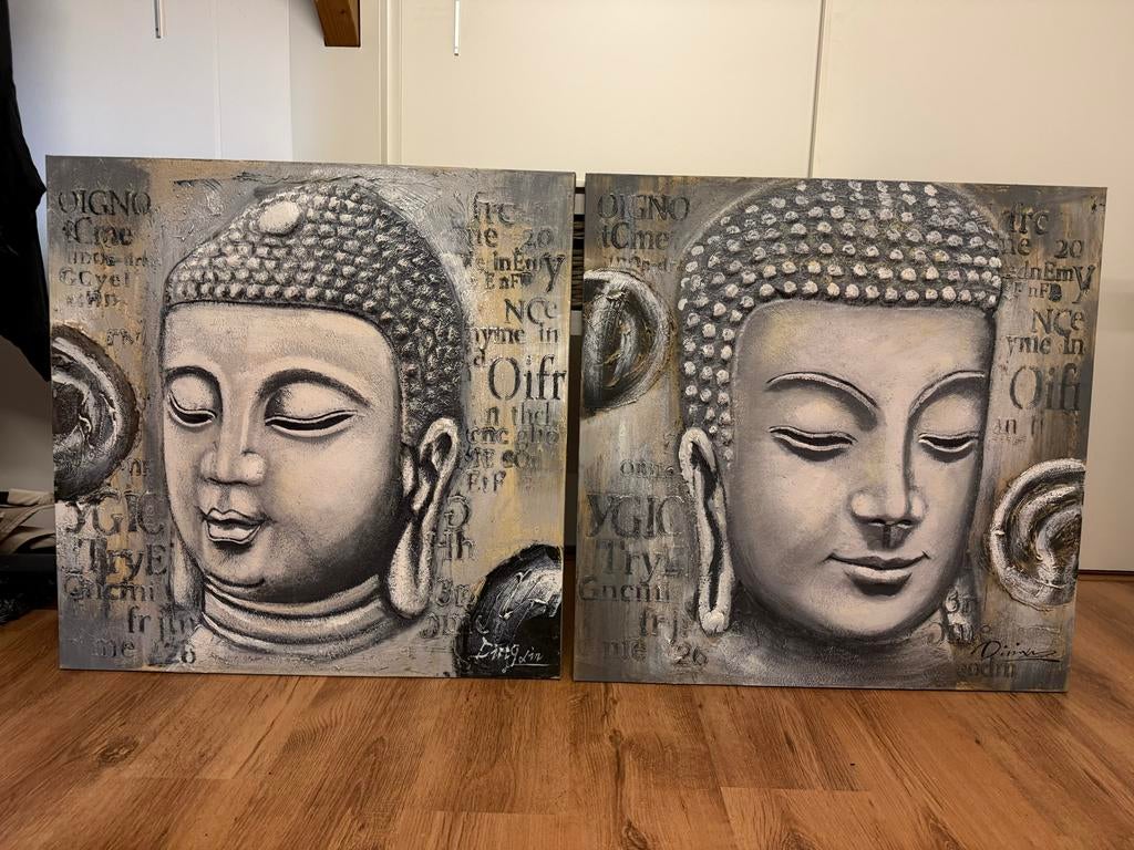 Set van 2 Boeddha schilderijen, Ophalen