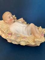 Antiek biscuit porseleinen kribbe kind, groter model, Ophalen of Verzenden