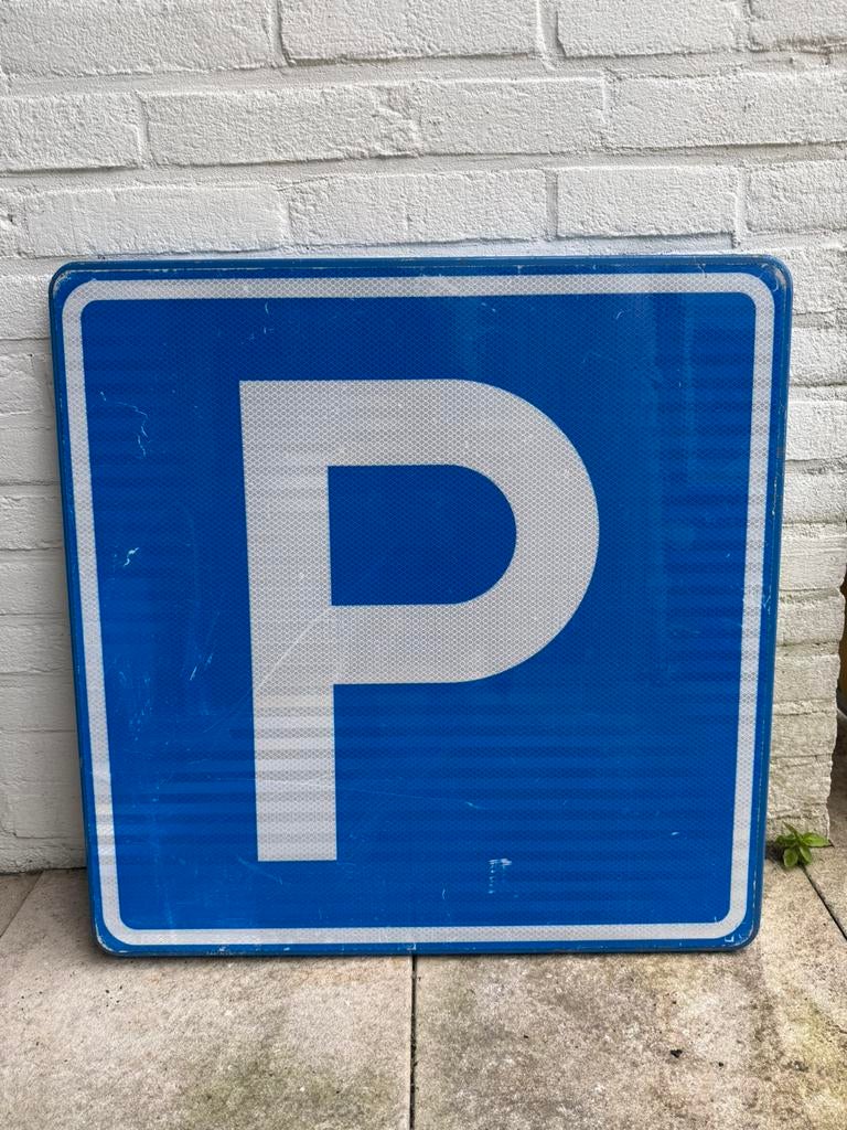 Bord Parkeren P gebruikt Amsterdam mancave, Ophalen of Verzenden, Gebruikt