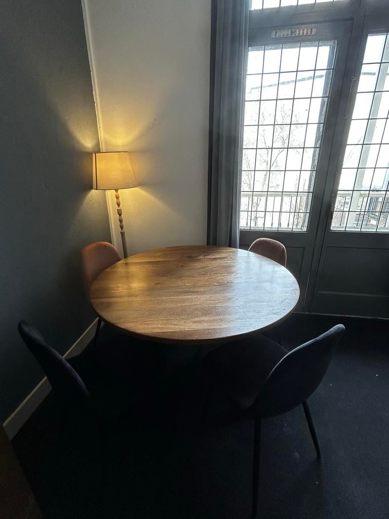 Eettafel met 4 stoelen, Huis en Inrichting, Ophalen, Gebruikt, 100 tot 150 cm, Rond