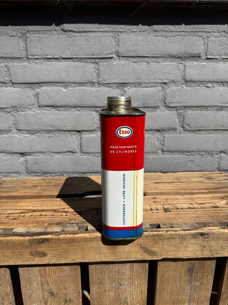 Vintage Esso Olieblik - Huile pour Hauts de Cylindres, Verzamelen, Blikken, Ophalen of Verzenden, Gebruikt, Overige, Overige merken