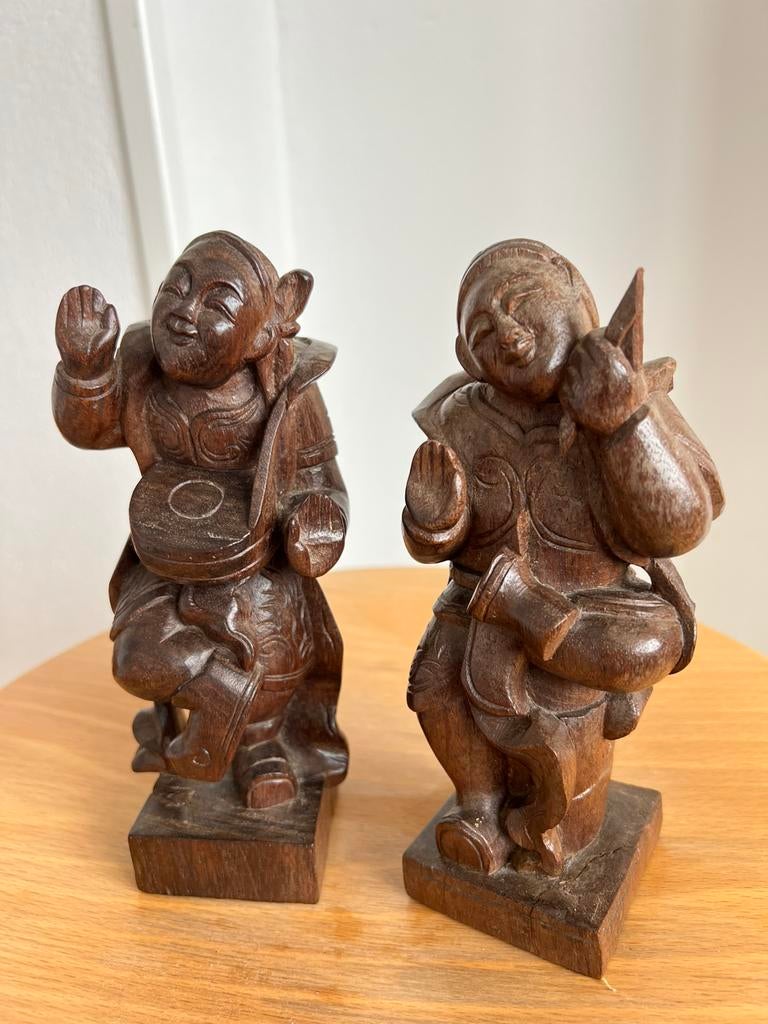 Houten beelden van Japanse muzikanten, Antiek en Kunst, Verzenden