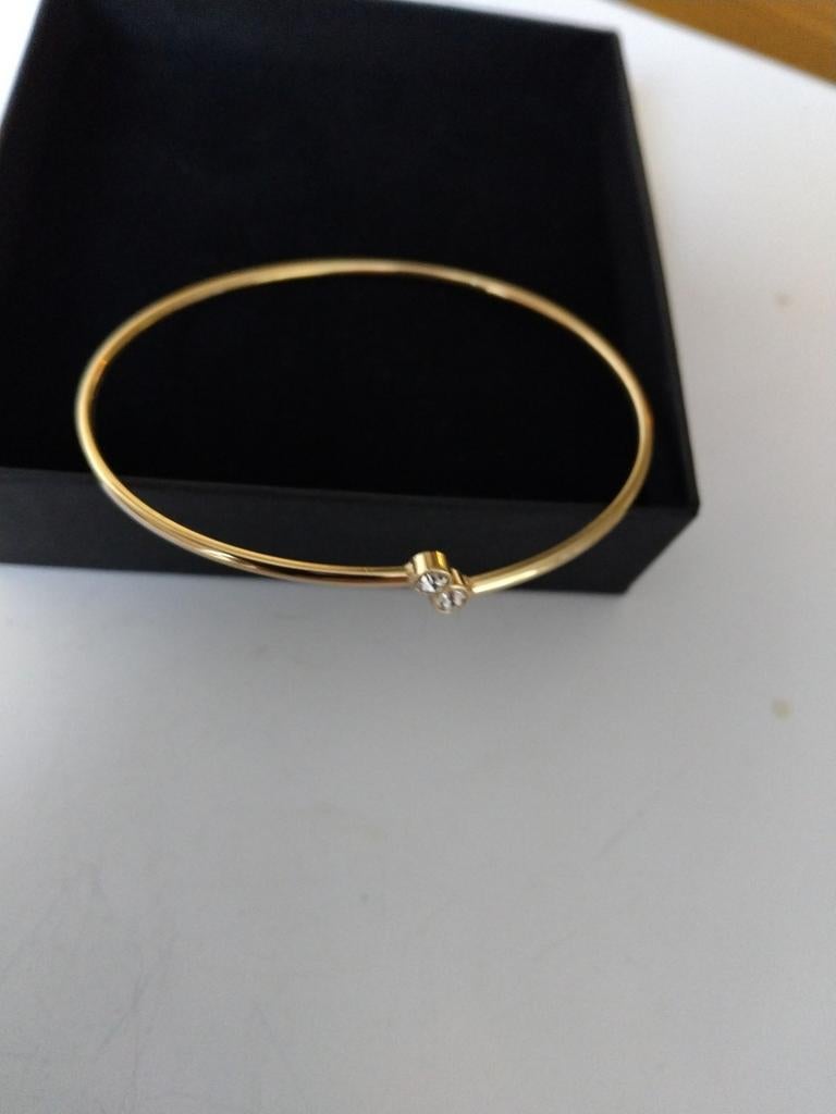 Zeer mooie bangle met zicconia steentjes, Ophalen of Verzenden, Zo goed als nieuw, Zilver
