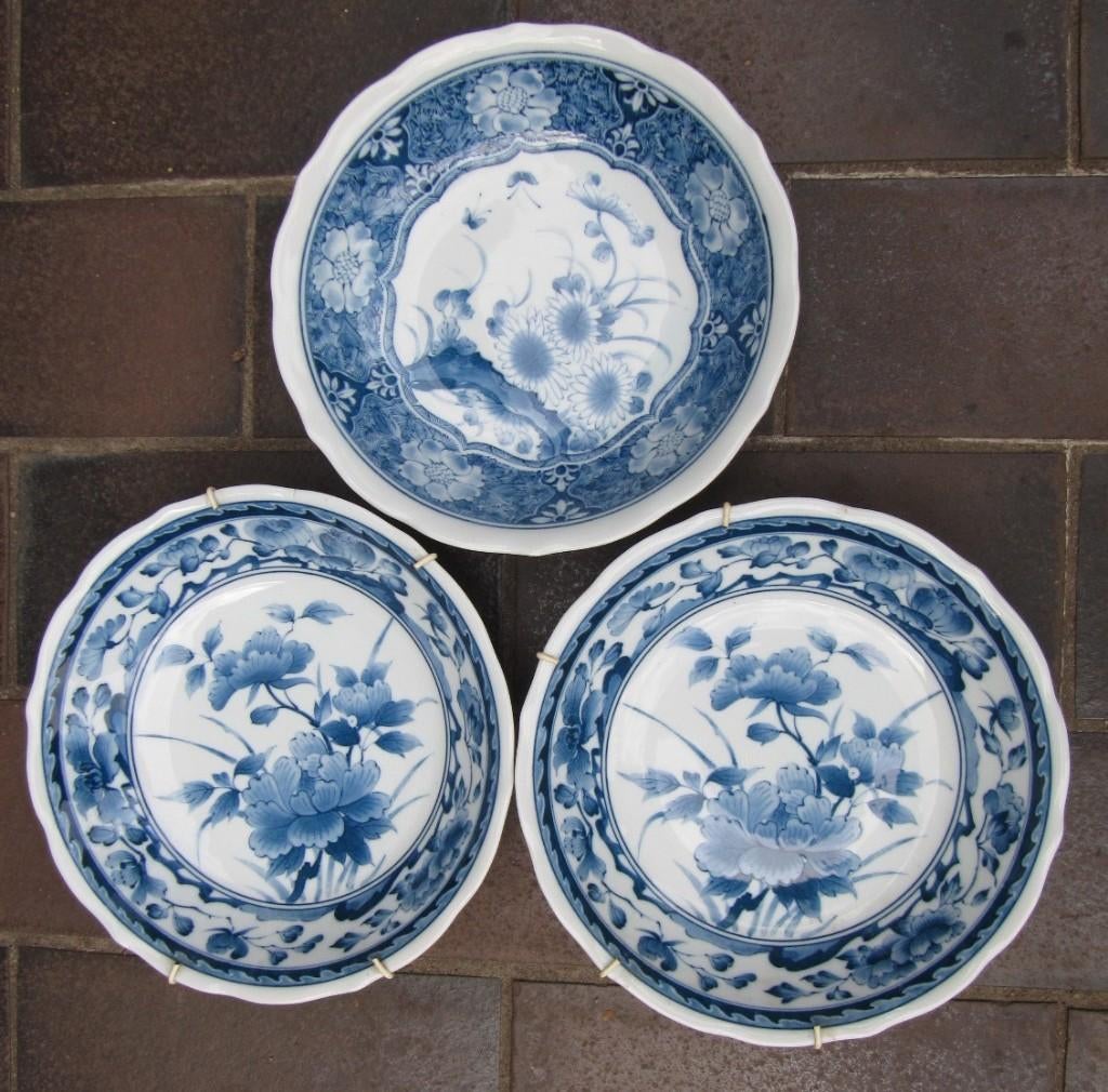 3 Japanse porceleine wand bordjes doorsnee 20 cm nieuwstaat, 20 cm, Meerkleurig, Ophalen of Verzenden, Zo goed als nieuw