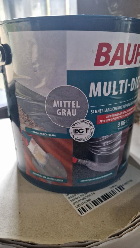 BAUFIX Multi-Dicht Middelgrijs - 3 KG Snelafdichting, Ophalen, Nieuw, Verf, Grijs