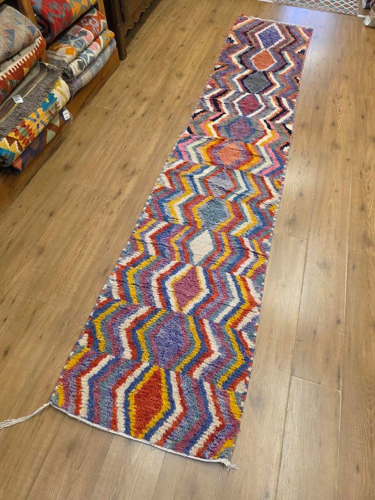 Handgeknoopt oosters tapijt loper Berber Beni Mrirt 339x66, Info@SlatsAntiek.nl, Crème, Vof Slats Antiek, Rechthoekig