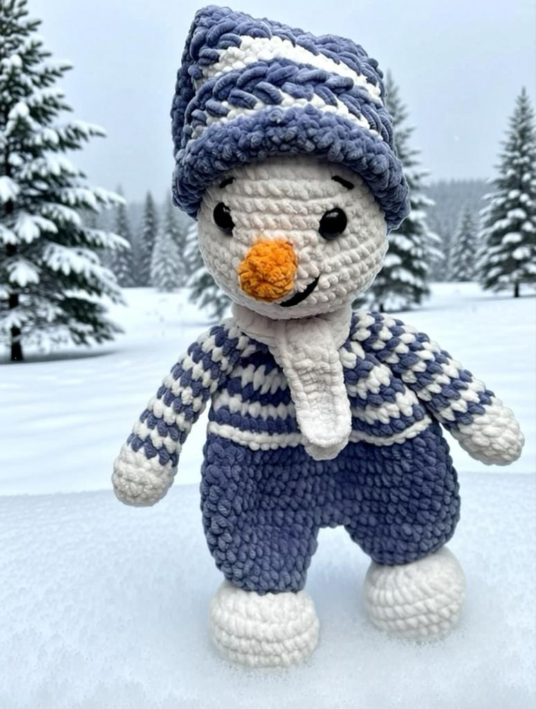 Gehaakte Sneeuwpop Knuffel - Winterse Decoratie, Kinderen en Baby's, Ophalen of Verzenden, Nieuw, Overige typen