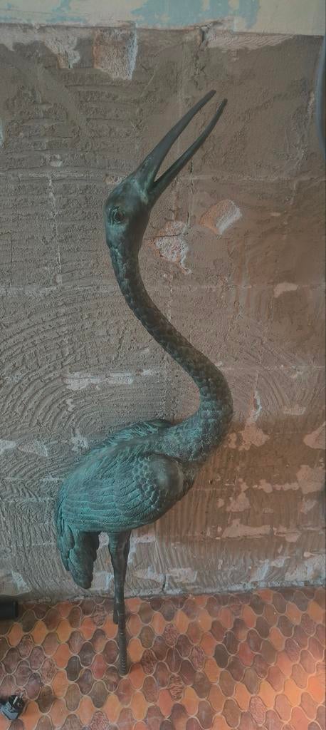 Decoratieve kraanvogel beeld (bronslook), Ophalen, Weerbestendig, 50 - 100 cm, Beeld