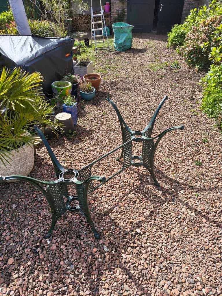 Gietijzeren onderstel tuintafel, Tuin en Terras, Tuintafels, Ophalen, Gebruikt, Rechthoekig, Metaal