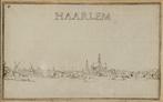 Haarlem stadsgezicht oude antieke ets schilderij, Ophalen of Verzenden