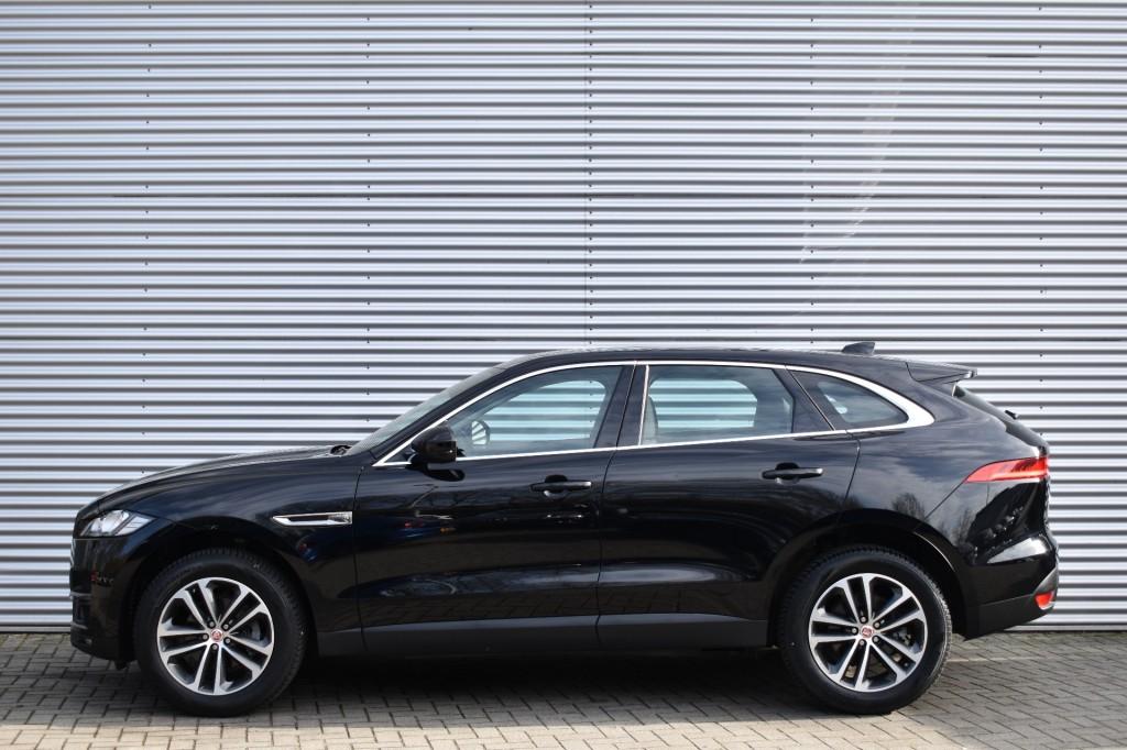 Jaguar F-PACE 2.0T AWD PRESTIGE / LEDER + STOEL VERW. / P.CA, 4 cilinders, USB, Zwart, Bedrijf