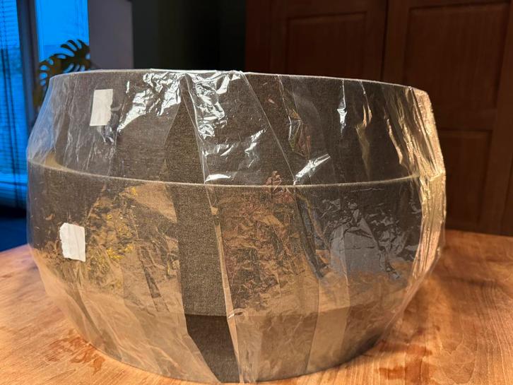 Lampenkap ‘3 ringen’ diameter 53 en 60 cm, Huis en Inrichting, Lampen | Lampenkappen, Gebruikt, 50 cm of meer, Rond, Bruin, Grijs