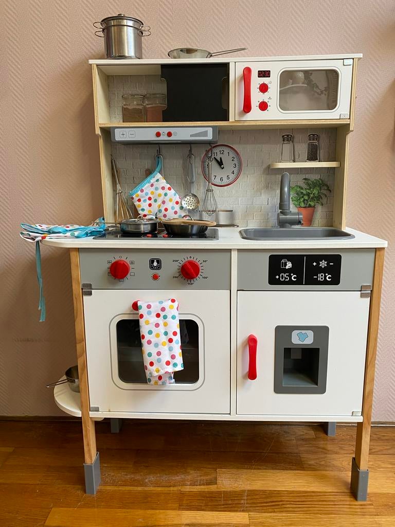 Houten speelkeuken met toebehoren, Ophalen, Zo goed als nieuw, Hout, Speelkeuken