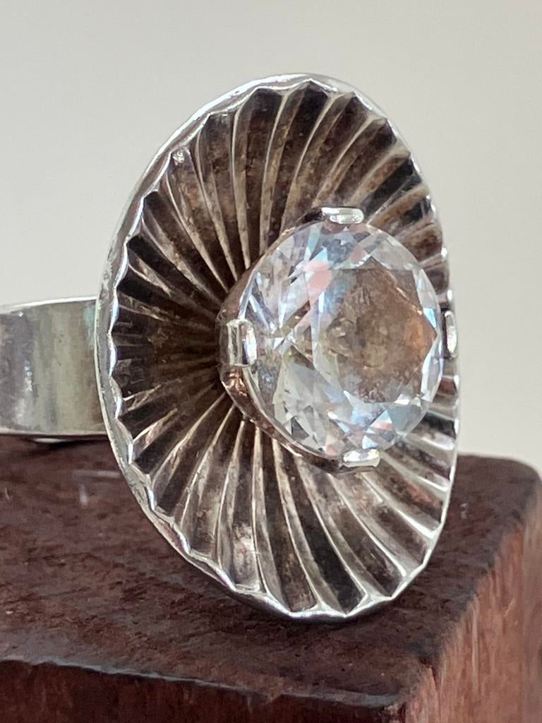 Scandinavische design ring, Antiek en Kunst, Antiek | Goud en Zilver, Zilver, Ophalen of Verzenden