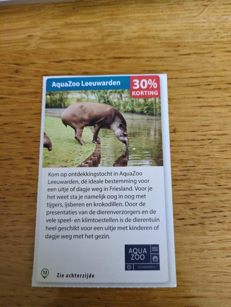 Kortingsbon voor AquaZoo Leeuwarden, Drie personen of meer, Kortingskaart